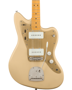 Squier 40th Anniversary Jazzmaster Electric Guitar, Vintage Edition, Maple Fingerboard, Gold Anodized Pickguard, Satin Desert Sand