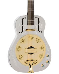Luna Steel Magnolia Resonator Electric Guitar. Chrome
