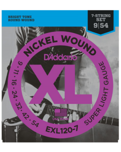 D'Addario EXL120-7 Nickel Wound 7-String Electric Guitar Strings, 9-54 Super Light