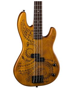 Luna Tattoo Electric Bass. 34 Inch Scale