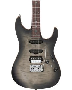 Ibanez TQM2 CUF Tom Quayle Signature Electric Guitar. Flat Charcoal Black Burst with Case