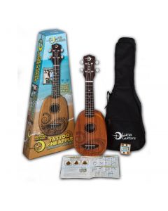Luna Pineapple Ukulele Pack. Tattoo Mahogany