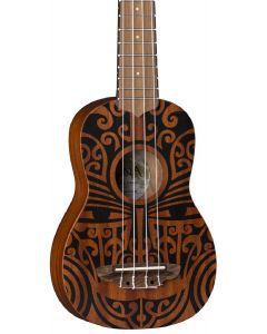 Luna Soprano Ukulele. Tribal Mahogany