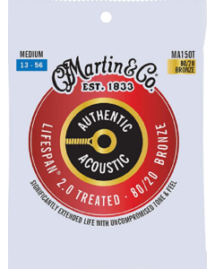 Martin MA150TLifespan 2.0 80/20 Bronze Medium  Acoustic Guitar Strings