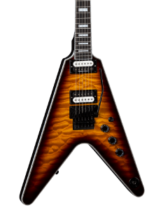 Dean V Select Floyd Electric Guitar. Quilt Top Trans Brazilia