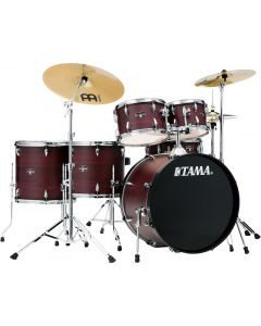 Tama Imperialstar 5-piece Complete Kit With Meinl Hcs Cymbals Burgundy Walnut Wrap