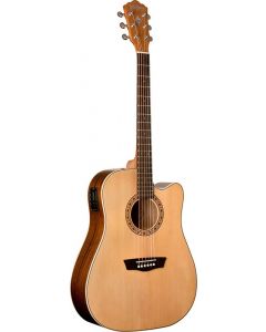 Washburn WD7SCE Harvest Series Dreadnought Acoustic Electric Guitar. Natural