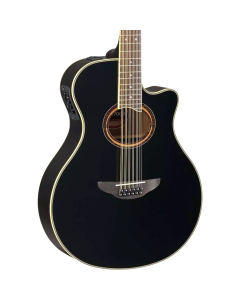 Yamaha 12 String Black Thinline Cutaway Acoustic Electric Guitar