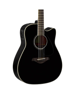 Yamaha Black Folk Acoustic Electric Guitar Solid Top Rosewood B/S