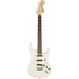 Squier Deluxe Hot Rails Stratocaster Electric Guitar Olympic White