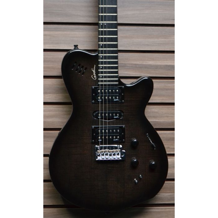 Godin xtSA Synth Access 3 Voice Electric Guitar Trans Black Flame