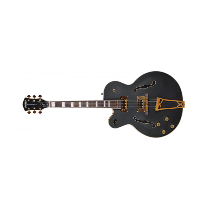 Gretsch G5191BK Tim Armstrong Signature Electromatic Hollow Body Left Handed Electric Guitar. Gold Hardware Flat Black