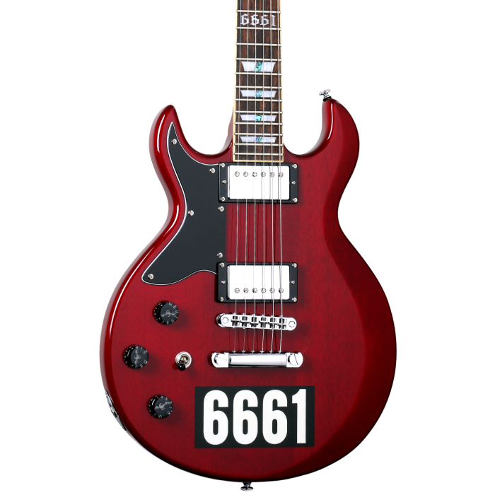 Schecter Zacky Vengeance Custom Reissue Left Handed Electric Guitar. See Thru Cherry with 6661 Graphic