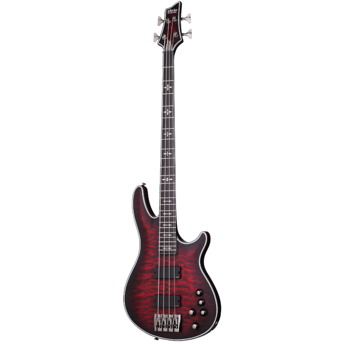 Schecter Hellraiser Extreme-4 Electric Bass. Crimson Red Burst
