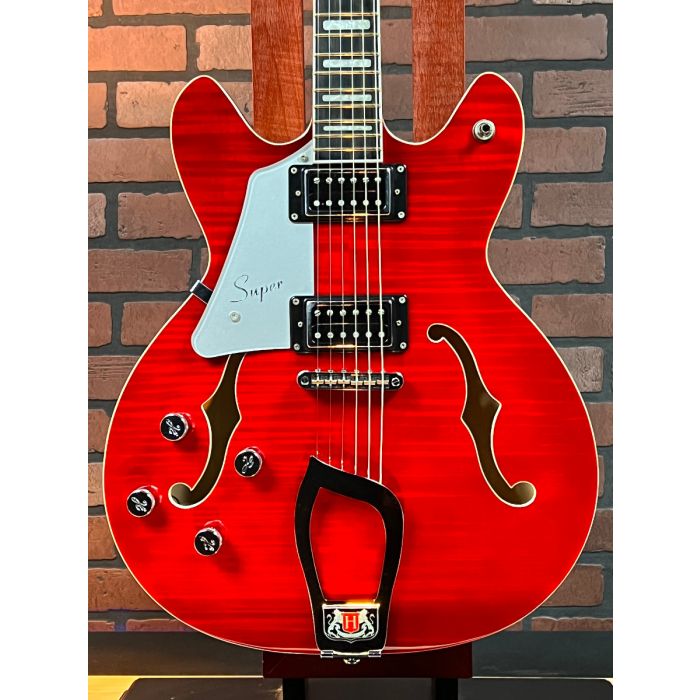 Hagstrom Super Viking Wild Cherry Trans Red Flame top Left Handed w Hard Case SN0730